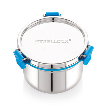 A stainless steel Steellock Pro airtight container