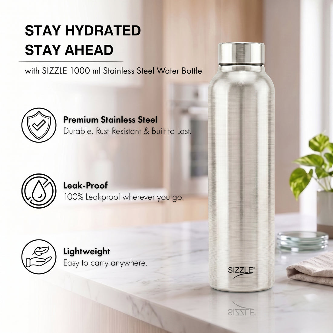 Single Wall S. S. Water Bottle - 1000ml (SFB508)