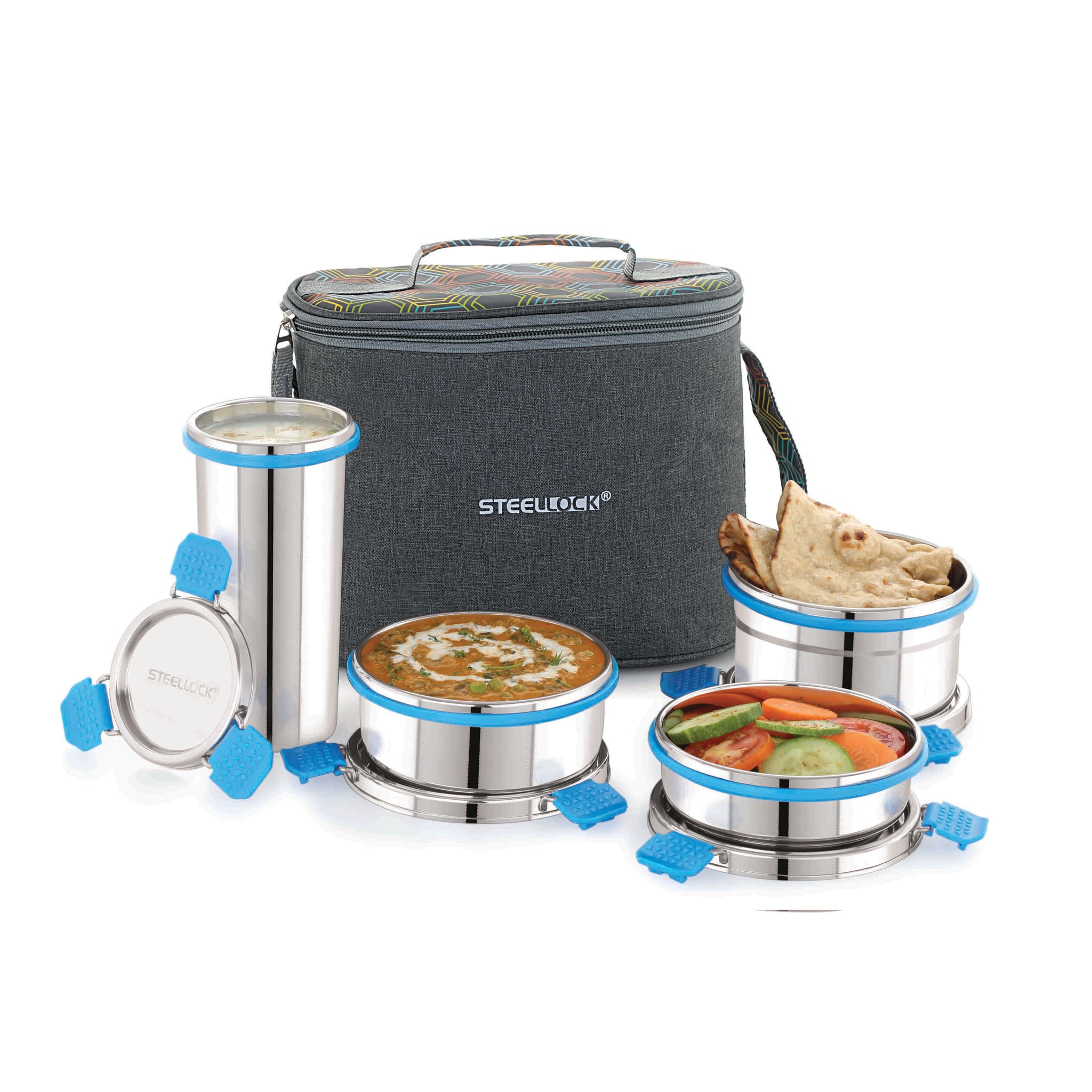 Pro Tiffin Lunch Box - 280ml x 1, 450ml x 1, 550ml x 1, Glass 450ml x 1