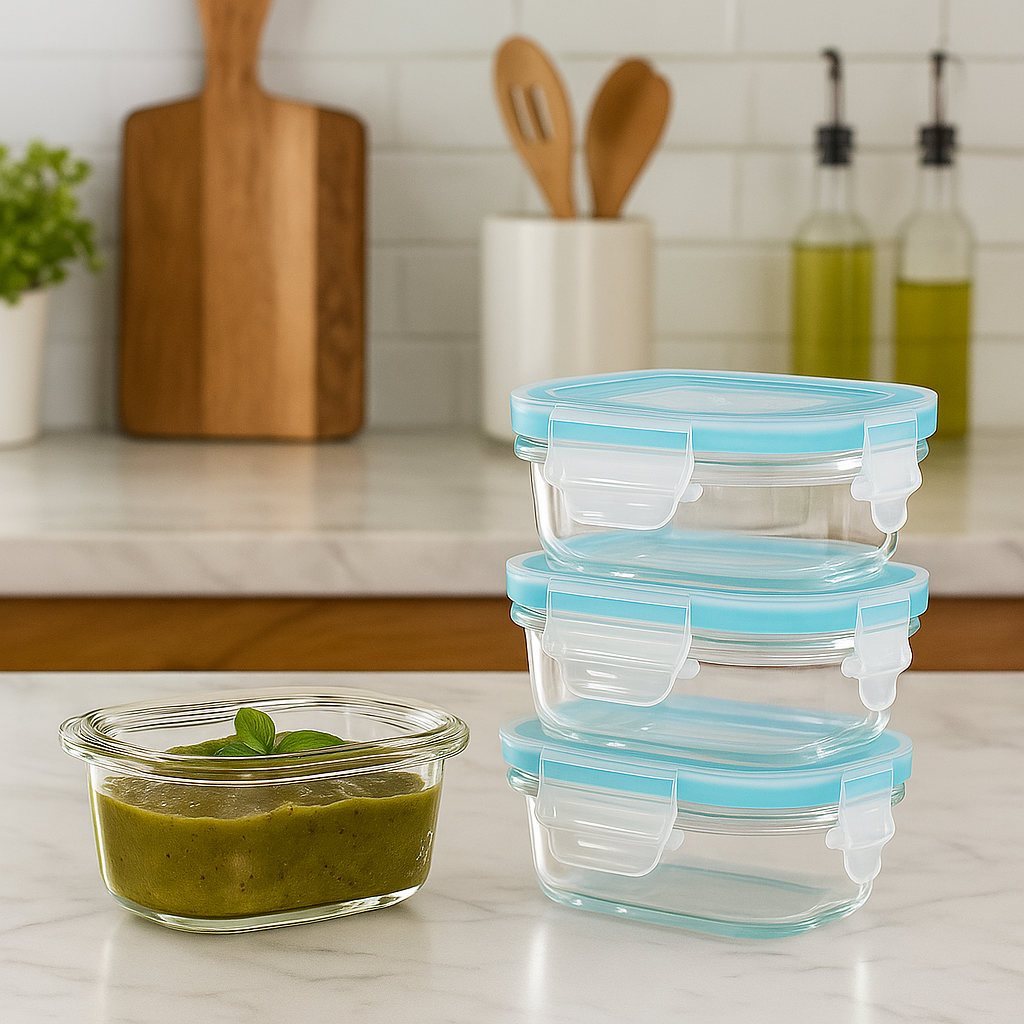 Rectangle Glass Container -Set of 4