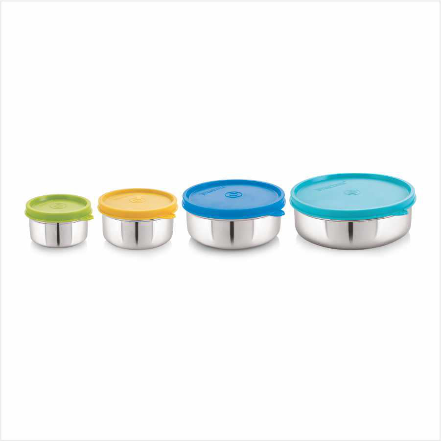 Flex Stainless Steel Airtight Container Combo Set- 120ML, 250ML, 500ML & 700ML