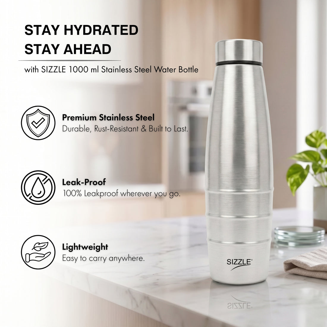 Single Wall S. S. Water Bottle - 1000ml (SFB506)