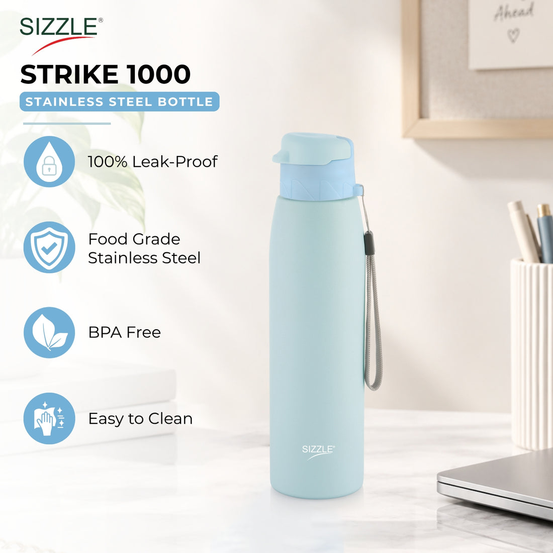 Strike Stainless Steel Water Bottle - Single Wall
