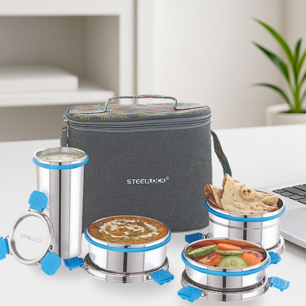 Pro Tiffin Lunch Box - 280ml x 1, 450ml x 1, 550ml x 1, Glass 450ml x 1