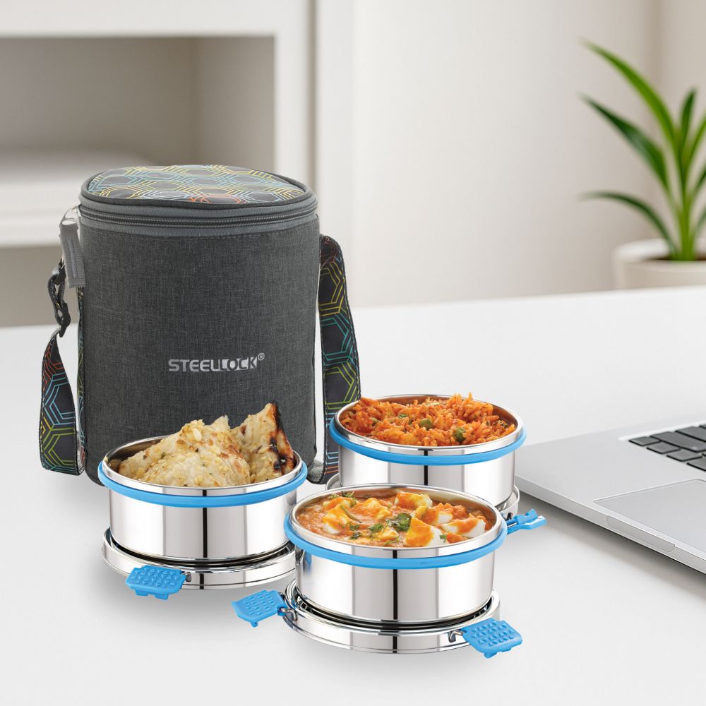 Steellock Pro Tiffin Lunch Box - 450ml x 3