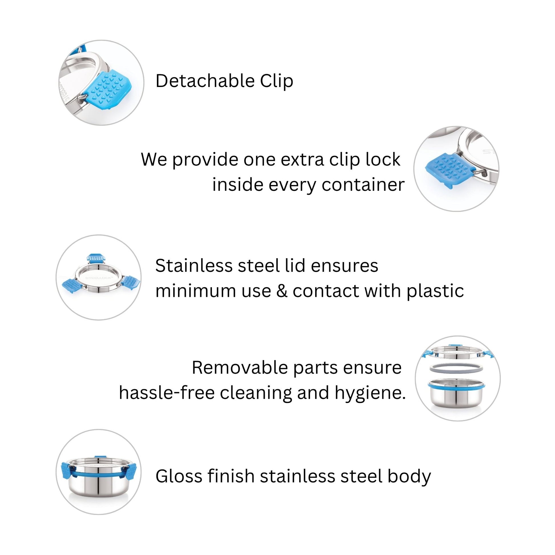 Stainless steel food storage container