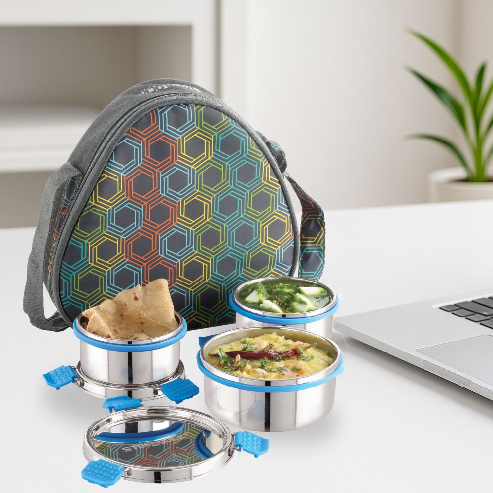 Steellock Pro Tiffin Lunch Box - 280ml x 2, 450ml x 1